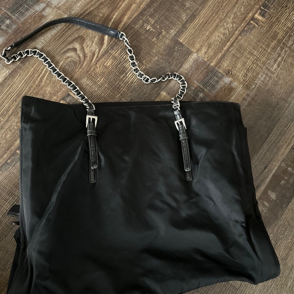 VINTAGE PRADA CHAIN HANDLE TOTE HANDBAG NYLON VELA PURSE - Picture 2 of 5